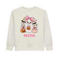 Personalized Toddler Sweatshirt — Cute Pink Halloween Ghost with Name (Olivia)