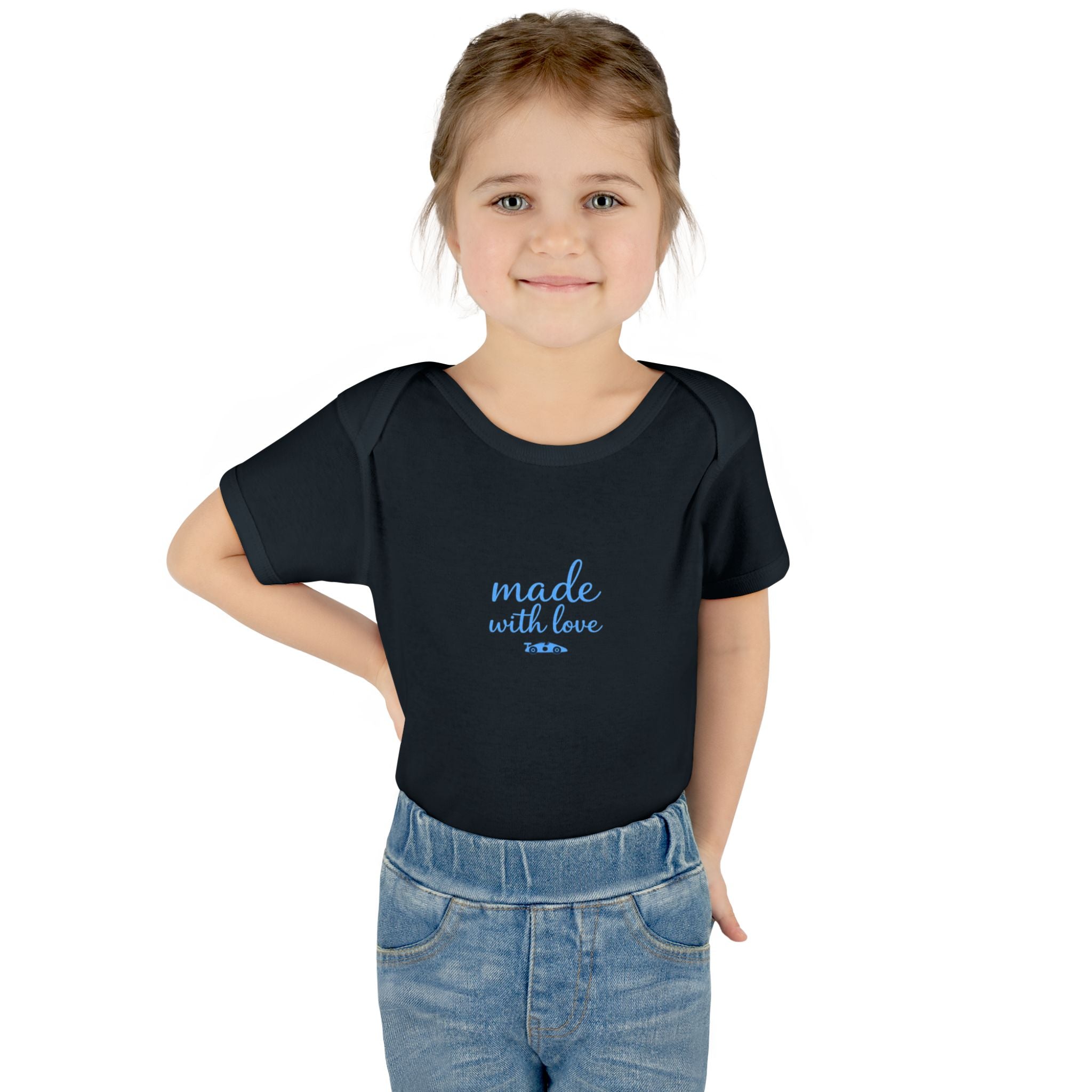 Made With Love Baby Bodysuit – Minimal Blue Design 🩵