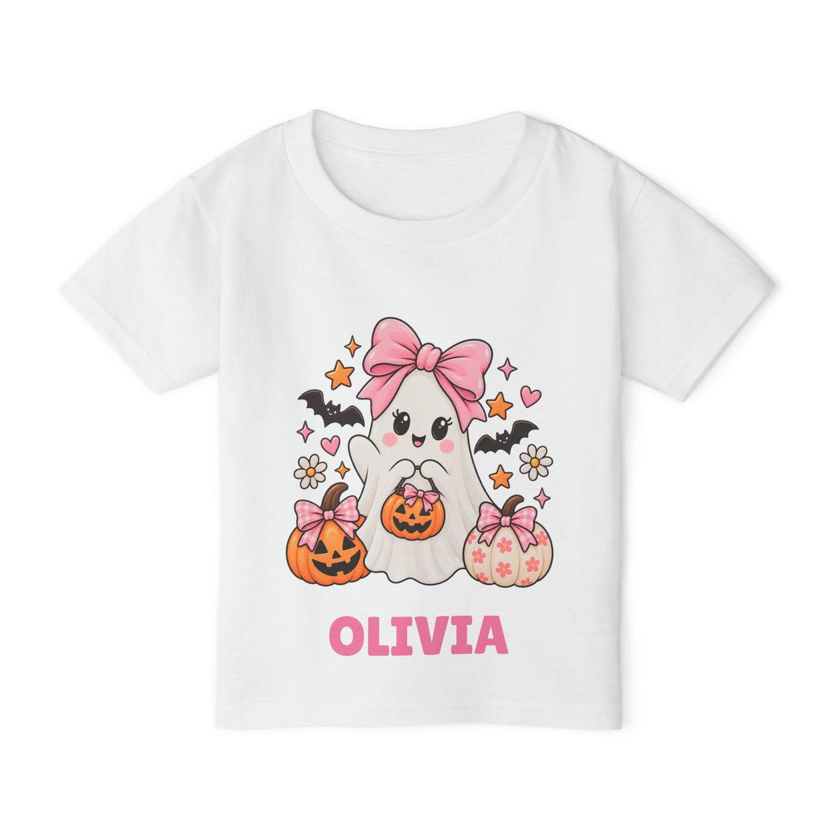 Personalized Toddler Halloween T-Shirt — Cute Ghost with Pumpkins