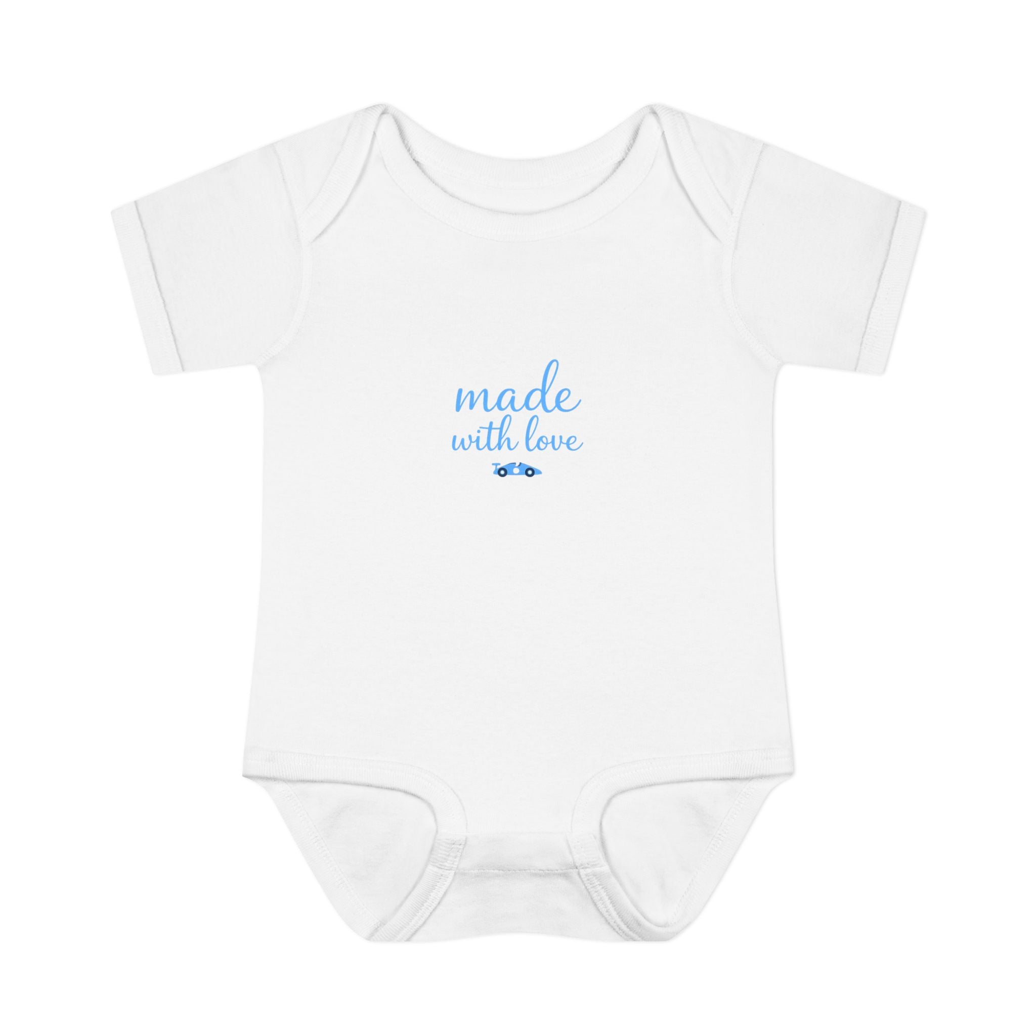 Made With Love Baby Bodysuit – Minimal Blue Design 🩵