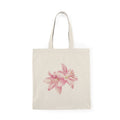 Floral Lily Natural Tote Bag — Pink Watercolor Flower Canvas Grocery Shopper