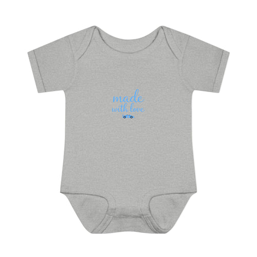 Made With Love Baby Bodysuit – Minimal Blue Design 🩵