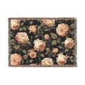 Floral Woven Blanket — Vintage Rose Throw for Living Room & Bed