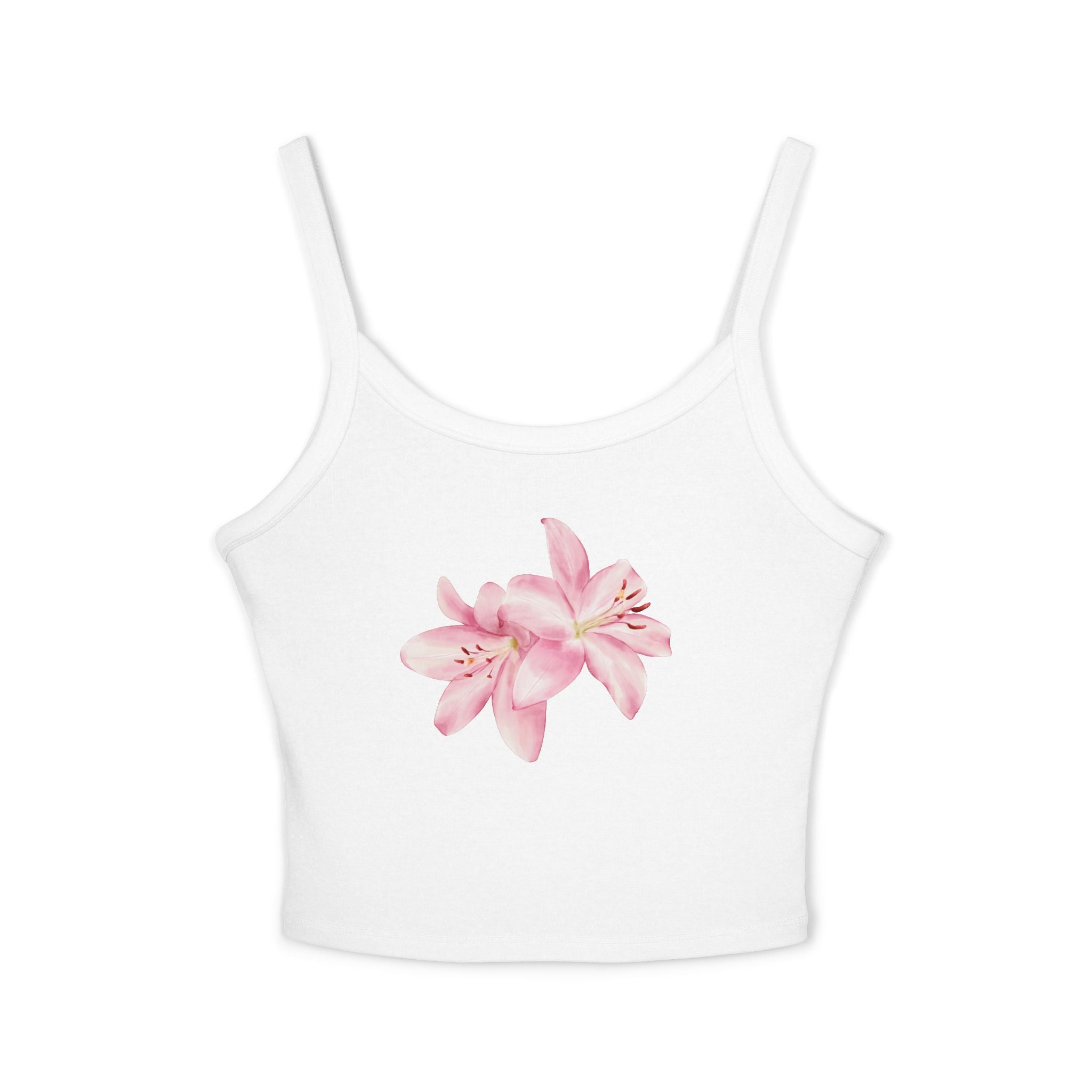Pink Flower Spaghetti Strap Tank Top 🌸